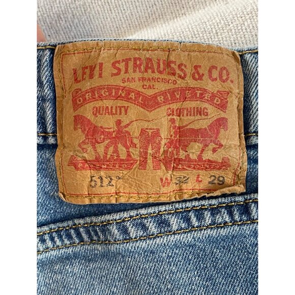 Levi's 512 Slim Taper Jeans Medium Wash Blue Denim Distressed Men's Size 32x29 - Picture 6 of 13